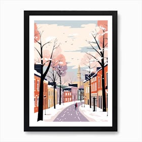 Retro Winter Illustration Durham United Kingdom 2 Art Print