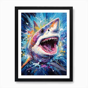  A Bull Shark Vibrant Paint Splash 2 Art Print