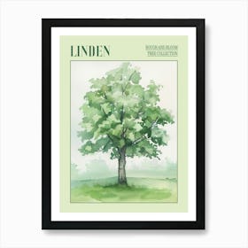 Linden Tree Atmospheric Watercolour Painting 8 Poster Art Print