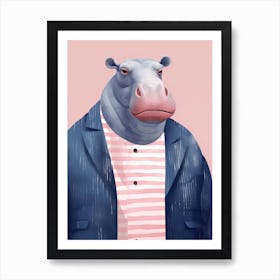 Playful Illustration Of Hippopotamus For Kids Room 2 Art Print