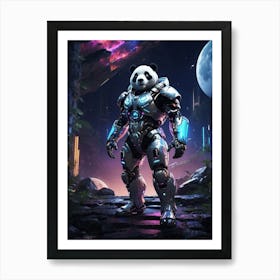 Panda In Cyborg Body #2 Art Print