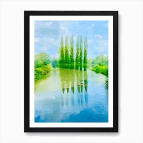 Tree Lined Lake Art Print