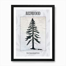 Redwood Tree Simple Geometric Nature Stencil 3 Poster Art Print