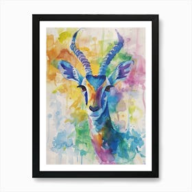 Gazelle Colourful Watercolour 3 Art Print