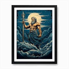  An Illustration Of The Greek God Poseidon 7 Art Print