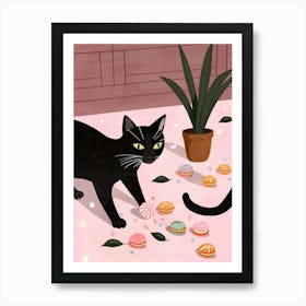 Cat And Macarons 3 Art Print