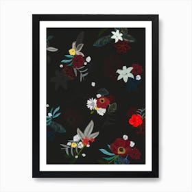 Artistic Floral Black Art Print