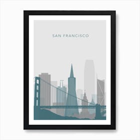 Blue And Grey San Francisco Skyline Art Print