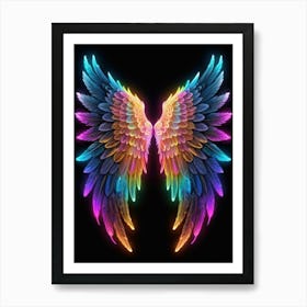 Neon Angel Wings 34 Art Print