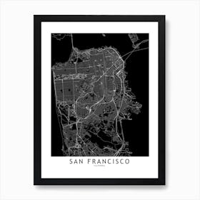 San Francisco Black And White Map Art Print