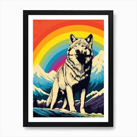 Tundra Wolf Retro Film Colourful 3 Art Print