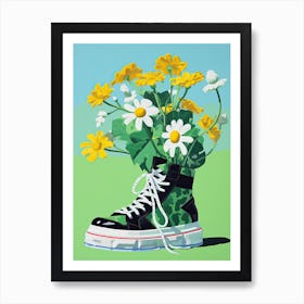 Floral Fusion: Blooms on Trendy Sneakers Art Print