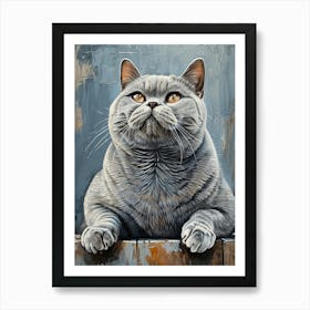 British Shorthair Relief Illustration 2 Art Print