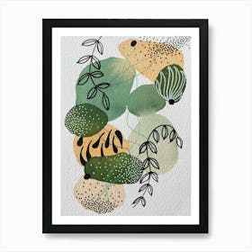 Tiger Leaves Greens Art Print