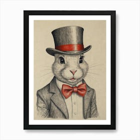 Rabbit In Top Hat Art Print
