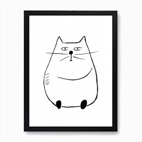 Minimalist Cat Line Drawing 2 Art Print