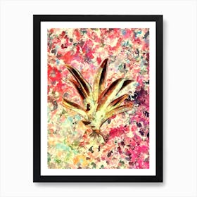 Impressionist Boat Lily Botanical Painting in Blush Pink and Gold Art Print