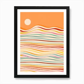 Minimal Abstract Retro Pride Sea Of Change Sunrise Orange Art Print