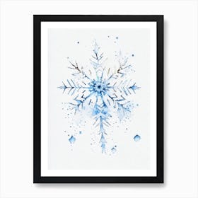 Ice, Snowflakes, Minimalist Watercolour 1 Art Print