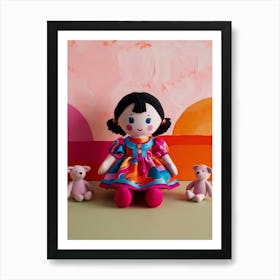 Doll With Teddy Bears Art Print