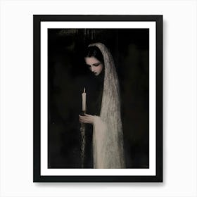 Dark Gothic Woman Holding A Candle Art Print