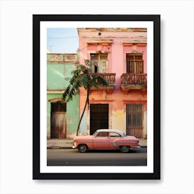 Pink Vintage car in Cuba Art Print