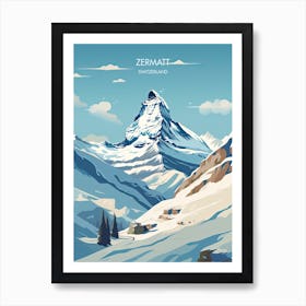 Poster Of Zermatt   Switzerland, Ski Resort Illustration 1 Art Print