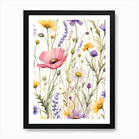 Colorful Flowers Watercolor Painting 1 Art Print