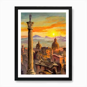 Sunset Over An Ancient Cityscape 1 Art Print