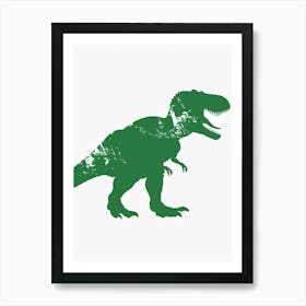 Green Dinosaur Silhouette 10 Art Print