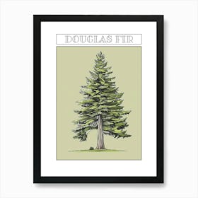 Douglas Fir Tree Minimalistic Drawing 4 Poster Art Print