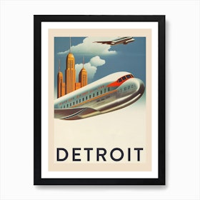 Detroit Vintage Travel Poster Art Print