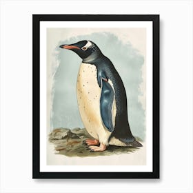 Adlie Penguin Laurie Island Vintage Botanical Painting 2 Art Print