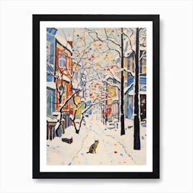 Cat In The Streets Of Sapporo   Japan With Snow 3 Art Print