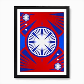 Geometric Abstract Glyph in White on Red and Blue Array n.0037 Art Print