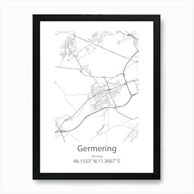 Germering,Germany Minimalist Map Art Print