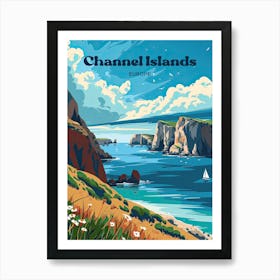 Channel Islands Europe Hiking Travel Art Illustration Art Print