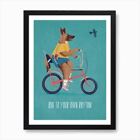 Ride to Your Own Rhythm Dog on Bike Listening to Music Art Print