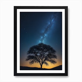 Lone Tree In The Night Sky Art Print