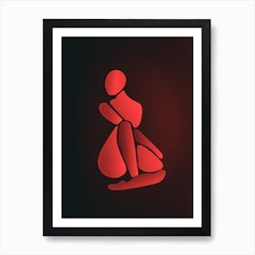 Red Silhouette Of A Woman 1 Art Print