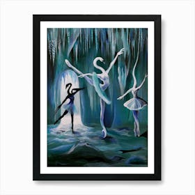 Swans In The Cave Art Print