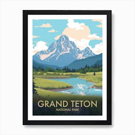 Grand Teton National Park Vintage Travel Poster 3 Art Print