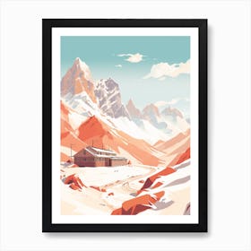 Vintage Winter Travel Illustration Pamir Mountains Tajikistan 3 Art Print