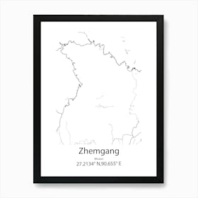 Zhemgang,Bhutan Minimalist Map Art Print