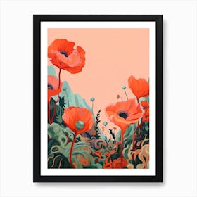 Boho Wildflower Painting Poppy 1 Art Print