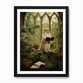 A Cat Reading A Book 2 Art Print