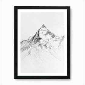 Annapurna Nepal Line Drawing 1 Art Print