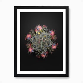 Vintage Ixia Bulbifera Flower Wreath on Wrought Iron Black n.1530 Art Print