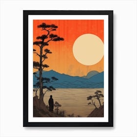 Lake Biwa, Japan Vintage Travel Art 4 Art Print