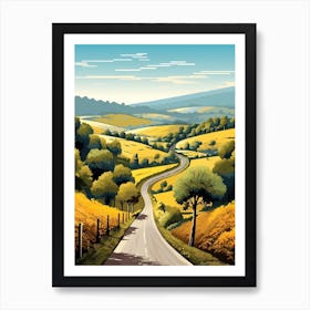 Camino Primitivo Spain Vintage Travel Illustration Art Print